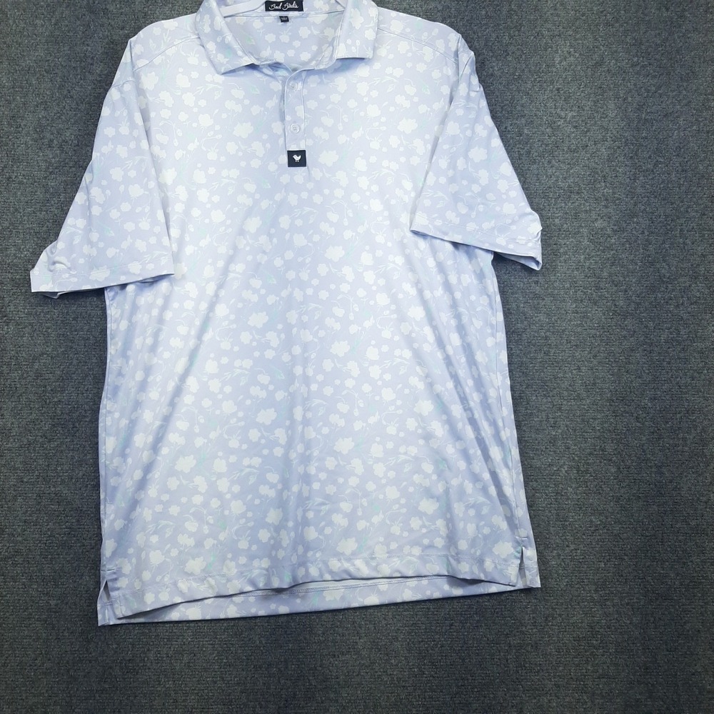Bad Birdie Polo FW24FI-BBP001-165 Size L Lavender Floral Mens Performance Golf